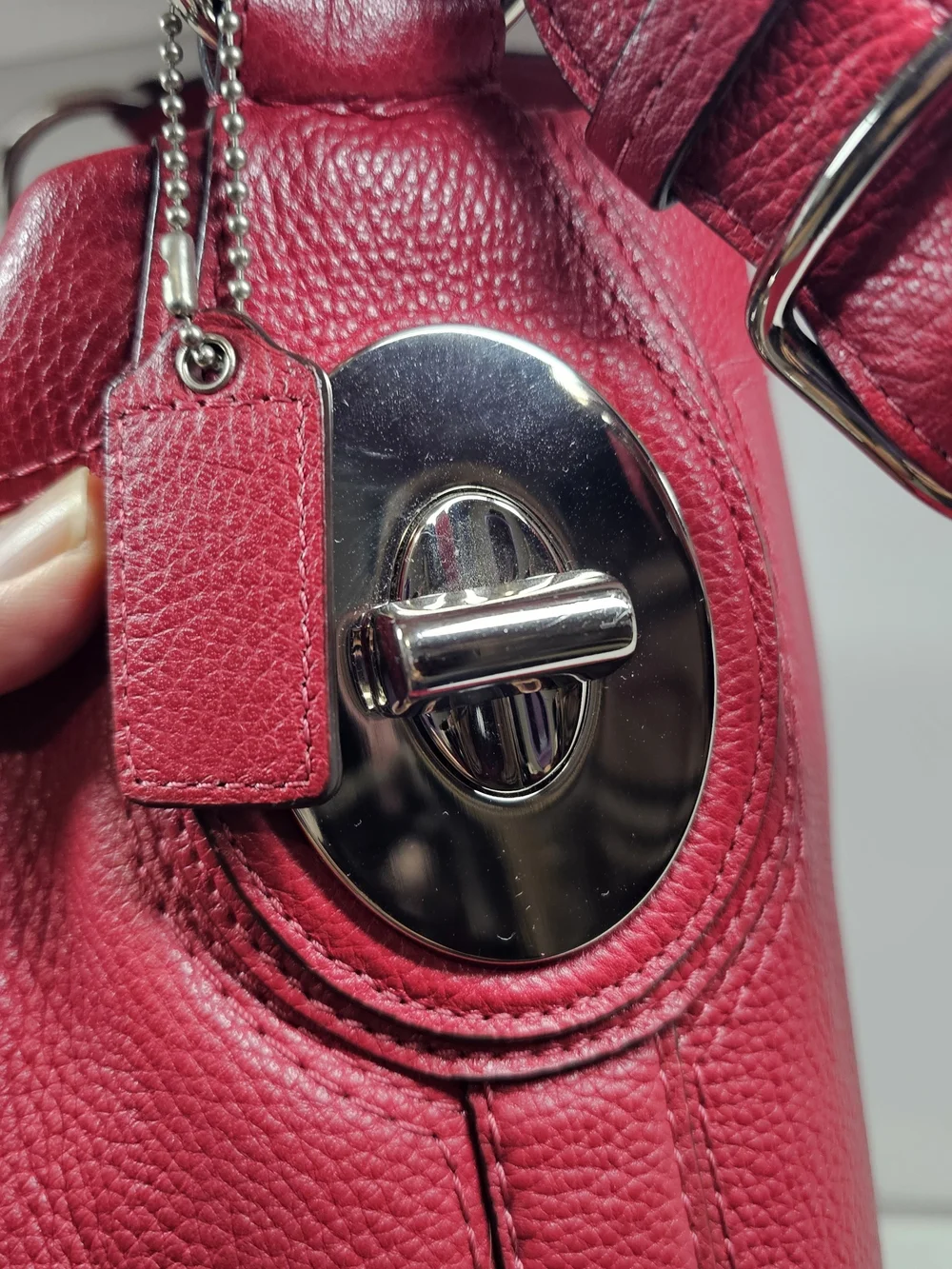 Coach Red Pebbled Leather Shoulder Hobo